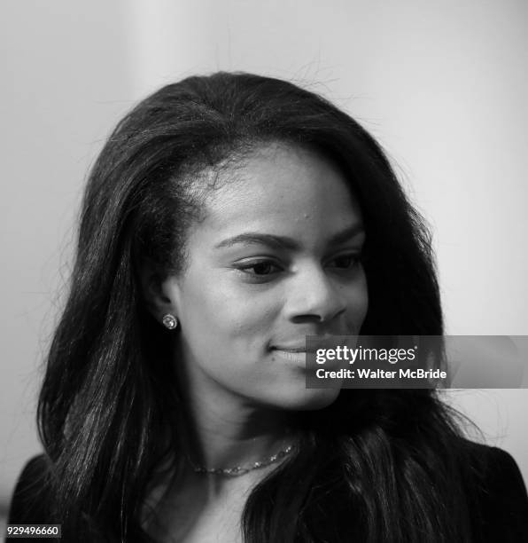 Storm Lever attends the press Meet & Greet for "Summer: The Donna Summer Musical" on March 8, 2018 at the New 42nd Street Studios, in New York City.