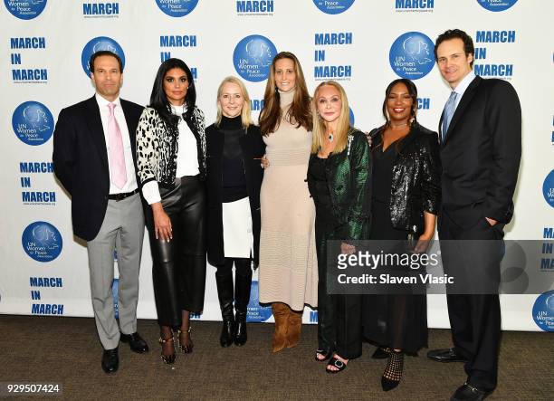 Guest, Rachel Roy, Linda Wells, Stephanie Winston Wolkoff, Barbara Winston, Mary Brown and guest attend International Women's Day United Nations...