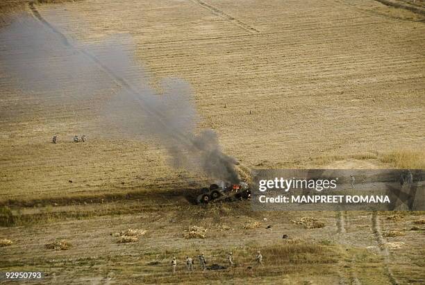 This photograph taken from a helicopter of US Medevac unit of 3rd battalion 82nd Combat Aviation Brigade on November 5, 2009 in Kandahar shows a US...