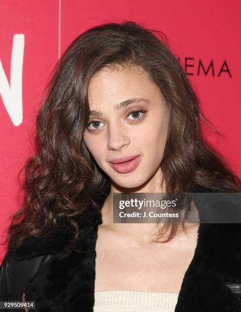 Model Jac Summers poses for a photo at the screening of "Love, Simon" hosted by 20th Century Fox & Wingman at The Landmark at 57 West on March 8,...