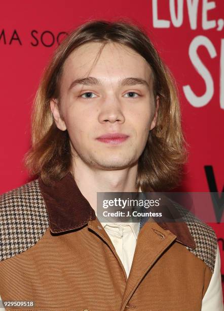 Charlie Plummer poses for a photo at the screening of "Love, Simon" hosted by 20th Century Fox & Wingman at The Landmark at 57 West on March 8, 2018...