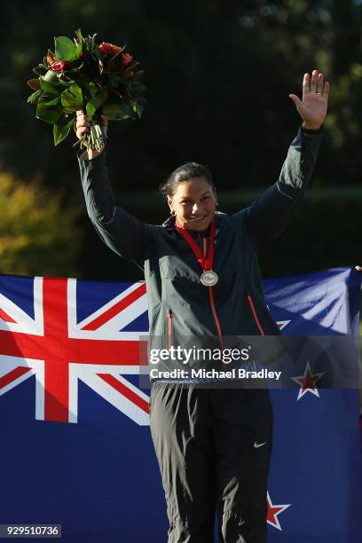 Dame Valerie Adams after winning the Womens Shot Put national title and also reciving the 2010 World Champs Gold Medal during the New Zealand Track &...