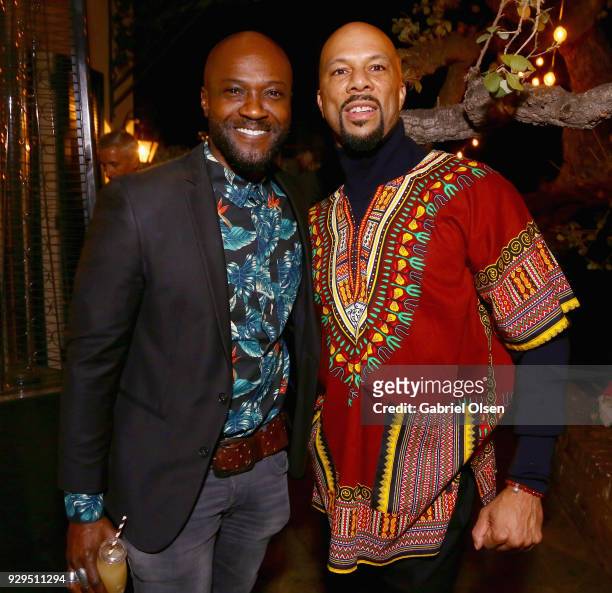 Sammi Rotibi and Common attend The African Getdown Hosted by Common at the Private Residence of Jonas Tahlin, CEO Absolut Elyx on March 8, 2018 in...