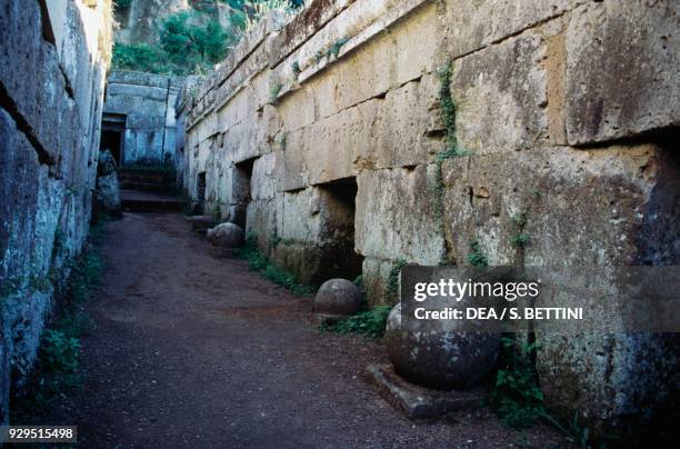 Tombs, Etruscan necropolis of the Crocifisso del Tufo, Orvieto, Umbria, Italy. Etruscan civilisation, 6th-5th century BC.