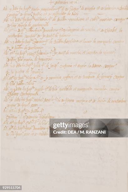 The baptismal certificate of Michelangelo Merisi da Caravaggio , 1571.