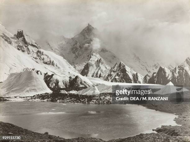 Glacial lake Duke of the Abruzzi's expedition to Karakoram, photograph by Vittorio Sella , Pakistan.