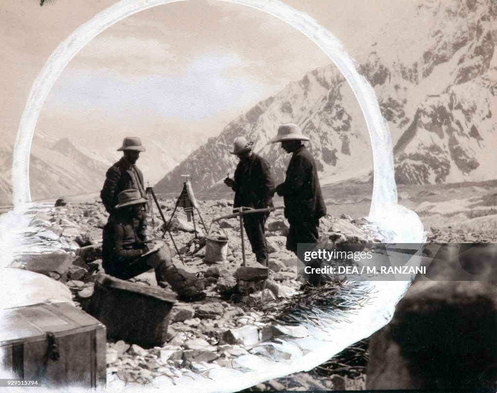 Explorers having meal during expedition
