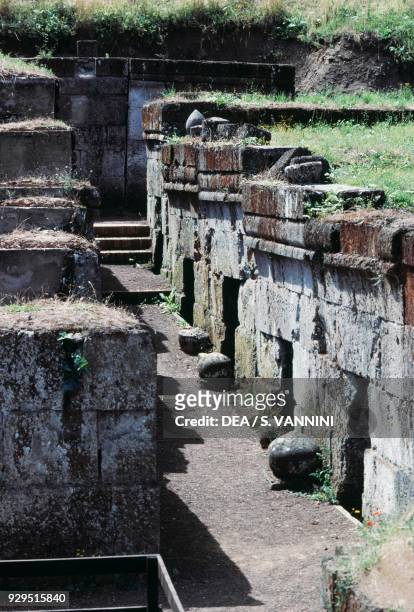 Aedicule tombs, Etruscan necropolis of the Crocifisso del Tufo, Orvieto, Umbria, Italy. Etruscan civilisation, 6th-5th century BC.