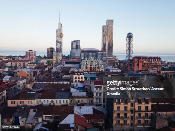 raised viewpoint of urban skyline at dawn - ajaria stock pictures, royalty-free photos & images