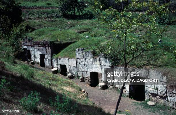 Tombs, Etruscan necropolis of the Crocifisso del Tufo, Orvieto, Umbria, Italy. Etruscan civilisation, 6th-5th century BC.