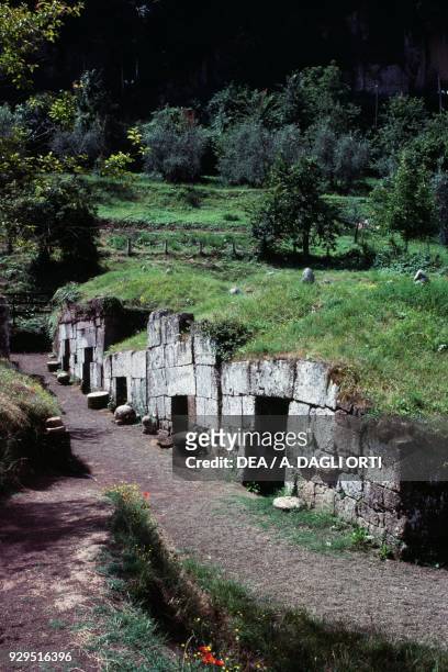 Tombs, Etruscan necropolis of the Crocifisso del Tufo, Orvieto, Umbria, Italy. Etruscan civilisation, 6th-5th century BC.