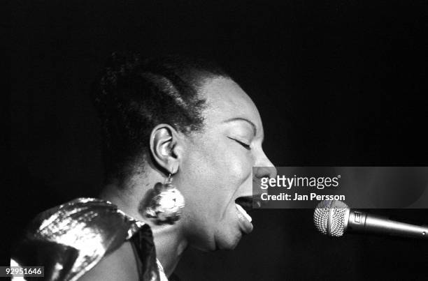 Nina Simone performs on stage July 1991 in Copenhagen, Denmark.