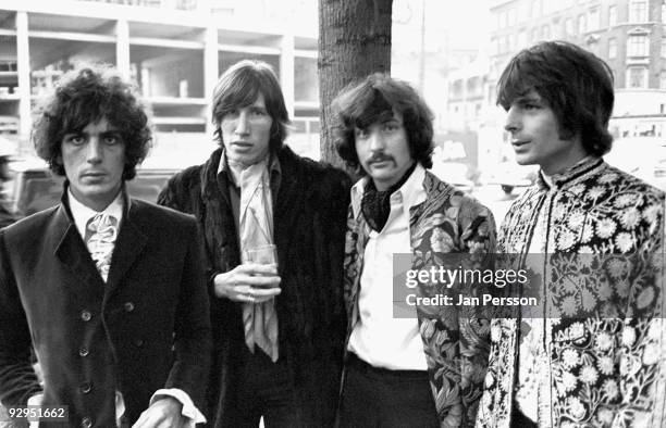 Syd Barrett, Roger Waters, Nick Mason and Rick Wright of Pink Floyd pose for a group portrait on September 11th 1967 in Copenhagen, Denmark.