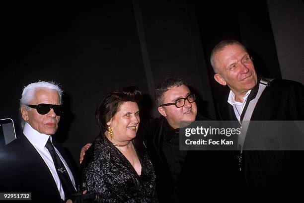 Karl Lagerfeld, Suzy Menkes, Albert Elbaz and ÊJean Paul Gaultier attend the Times Magazine - PFW Fall Winter 2008/09 - Launch Party at Grand Palais...