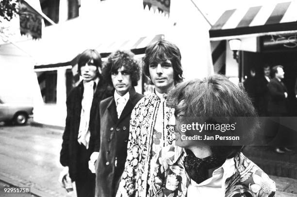 Roger Waters, Syd Barrett, Rick Wright and Nick Mason of Pink Floyd pose for a group portrait on September 11th 1967 in Copenhagen, Denmark.