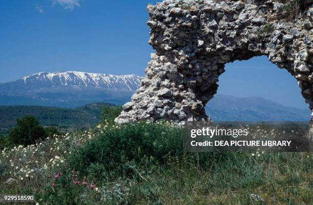 Ruins of Peltuinum, Prata d'Ansidonia, Abruzzo, Italy. Roman civilisation.