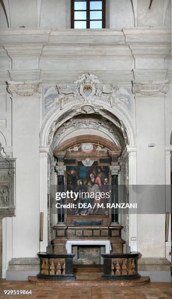 Chapel of the Pieta, decorations attributed to Alessandro Casella's workshop, Church of Saints Fidelis and Simon, Vico Morcote, Canton of Ticino,...