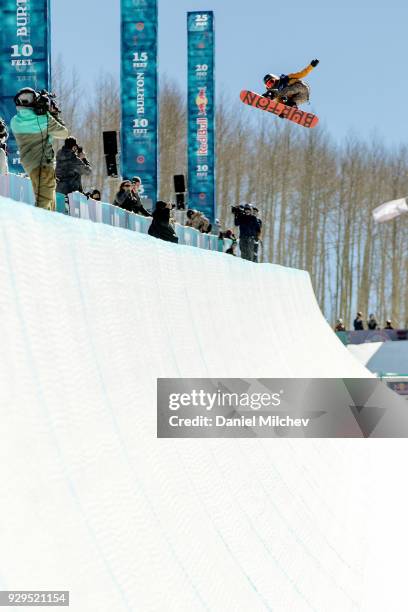 Chloe Kim during Women's Halfpipe semi-finals of the 2018 Burton U.S. Open on March 8, 2018 in Vail, Colorado.