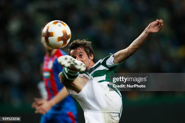 Sporting's defender Fabio Coentrao in action during UEFA Europa League football match between Sporting CP vs FC Viktoria Plzen, in Lisbon, on March...