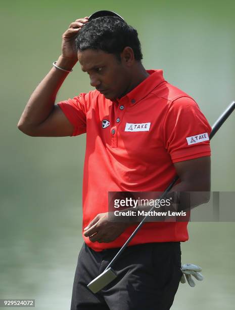 Chawrasia of India looks on, after his round during day two of the Hero Indian Open at Dlf Golf and Country Club on March 9, 2018 in New Delhi, India.