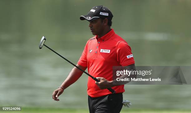 Chawrasia of India looks on, after his round during day two of the Hero Indian Open at Dlf Golf and Country Club on March 9, 2018 in New Delhi, India.