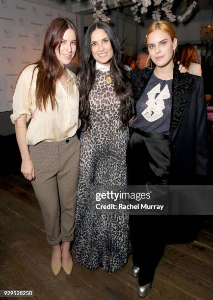 Demi Moore and daughters Scout laRue Willis and Tallulah Willis attend Visionary Women's honoring of activist and actress Demi Moore in celebration...