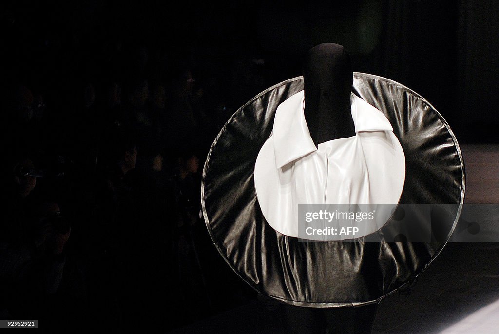 A model showcases a creation from a youn