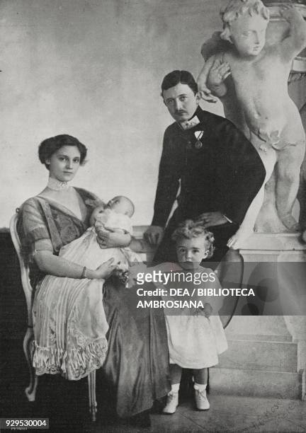 Archduke Charles Franz Joseph with his wife Princess Zita of Bourbon-Parma and their children Otto and Adelheid, photograph by Kosel, from...