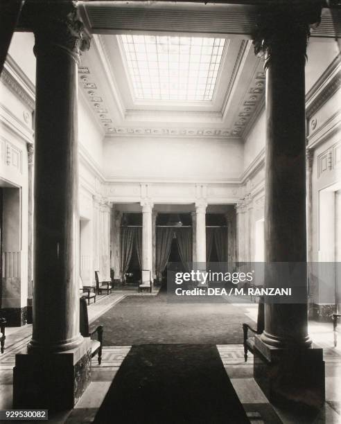 Central room, Royal Hall, Royal Pavilion, Milano Centrale railway station in 1936, Milan, Lombardy, Italy.