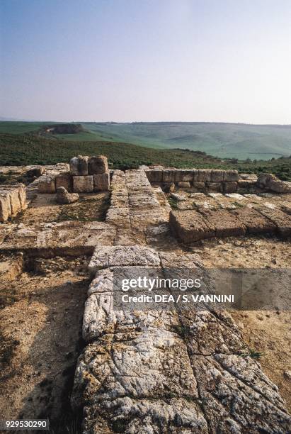 View of the sanctuary of Ara della Regina , Civita di Tarquinia, Lazio, Italy. Etruscan civilisation, 6th-3rd century BC.