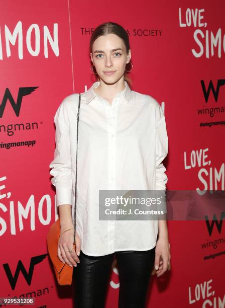 Model Paula Magyar poses for a photo at the screening of "Love, Simon" hosted by 20th Century Fox & Wingman at The Landmark at 57 West on March 8,...