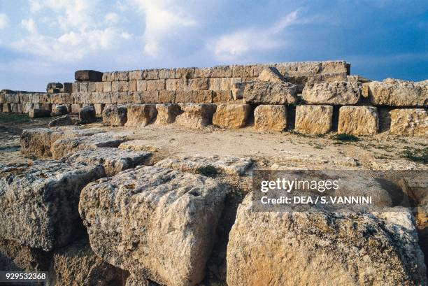 View of the sanctuary of Ara della Regina , Civita di Tarquinia, Lazio, Italy. Etruscan civilisation, 6th-3rd century BC.