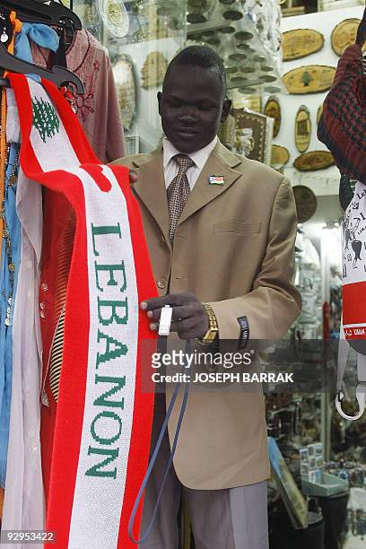 Sudanese Journalist Moses Deng Ngong shops for souvenirs in Beirut on November 5, 2009. The 21-year-old journalist is in Lebanon to participate in...