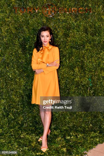 Actress Li Bingbing attends the Tory Burch Landmark Alexandra Grand Opening event on March 8, 2018 in Hong Kong, Hong Kong.