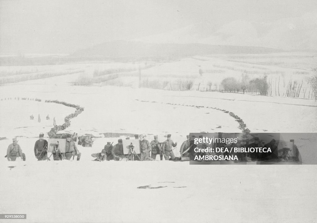 Serbian machine guns in snow