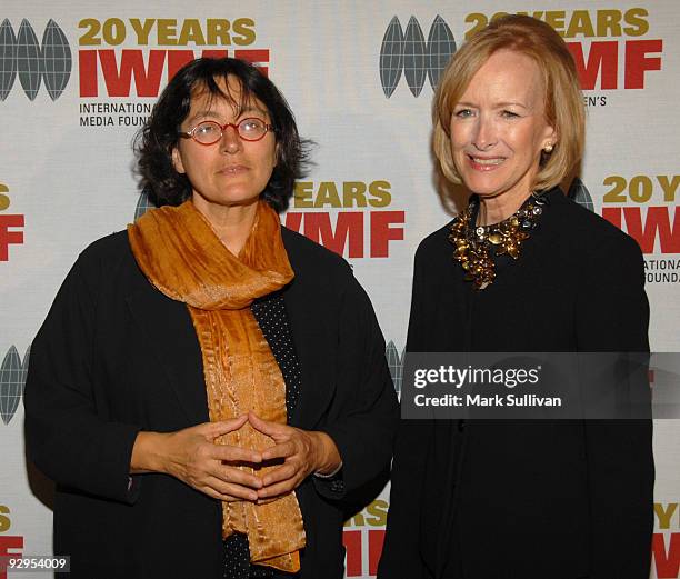 Israeli journalist Amira Hass and Judith Woodruff arrive at The International Women's Media Foundation's Courage In Journalism Awards held at the...