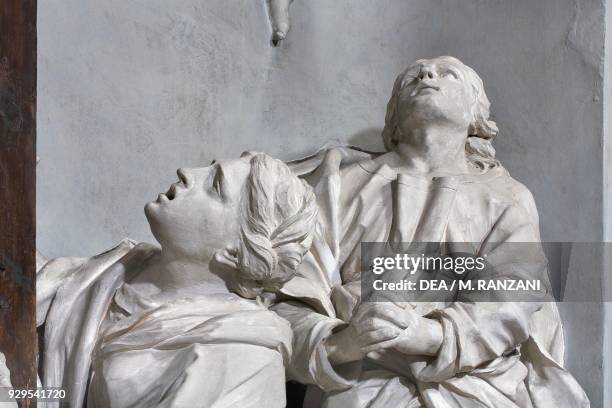 Stucco statues by Giovanni Battista Barberini , Chapel of the Crucifix, Church of Sant'Eusebio, Castel San Pietro, Canton of Ticino, Switzerland.