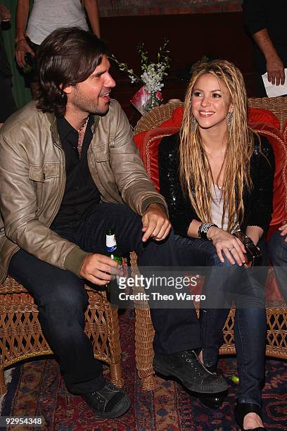 Antonio De La Rua and Shakira attend the Rolling Stone cover and release party for new album "She Wolf" at The Bowery Hotel on November 9, 2009 in...