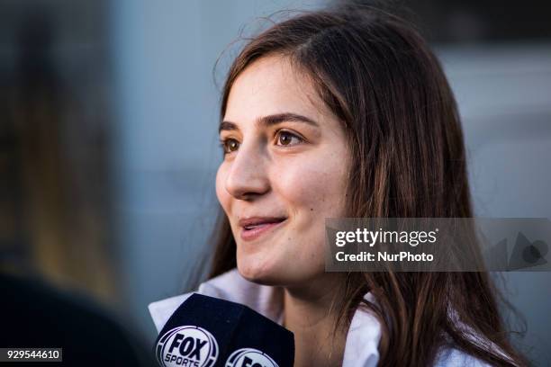 Tatiana Calderon from from Colombia test driver of Force India F1 VJM11 portrait during day three of F1 Winter Testing at Circuit de Catalunya on...