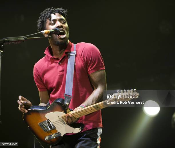 Kele Okereke of Bloc Party performs on stage at the Lowlands Festival on August 23rd, 2009 in Biddinghuizen, Netherlands.