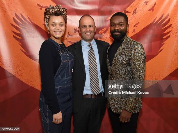 Andra Day, Vulcan Productions Director of Impact and Engagement Ted Richane, and David Oyelowo attend David Oyelowo and Andra Day are announced as...