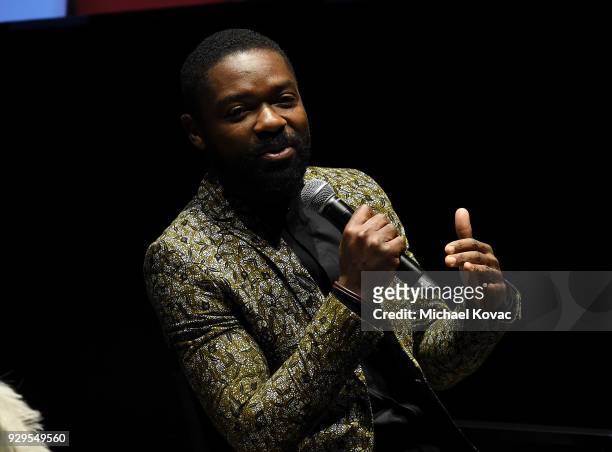 David Oyelowo speaks onstage after being announced as a Girl Rising ambassador in celebration of International Women's Day on March 8, 2018 in Los...