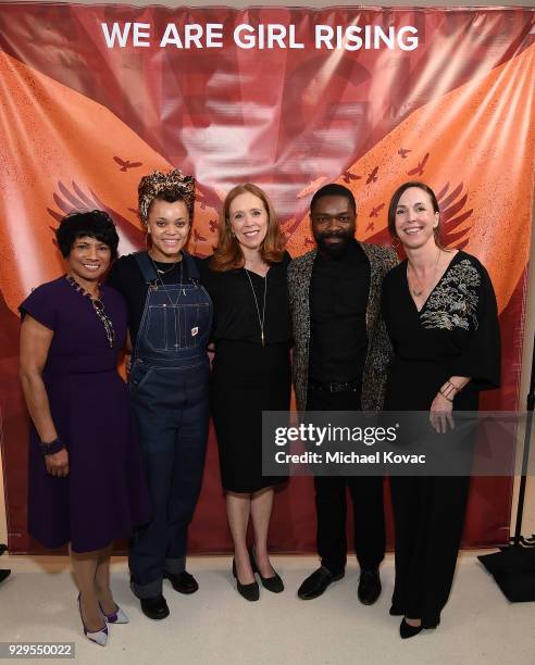 Intel Foundation President Rosalind L. Hudnell, Andra Day, Girl Rising CEO Christina Lowery, David Oyelowo, and Girl Rising CCO Martha Adams attend...