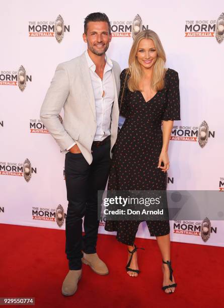 Tim Robards and Anna Heinrich arrive ahead of The Book of Mormon opening night at the Lyric Theatre, Star City on March 9, 2018 in Sydney, Australia.