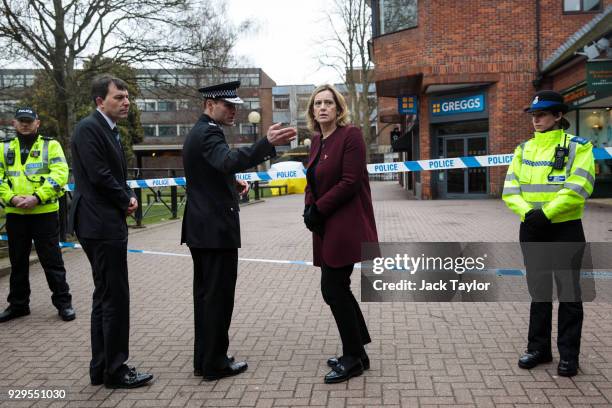 British Home Secretary Amber Rudd is shown the scene connected to the Sergei Skripal nerve agent attack by acting Chief Constable of Wiltshire Police...