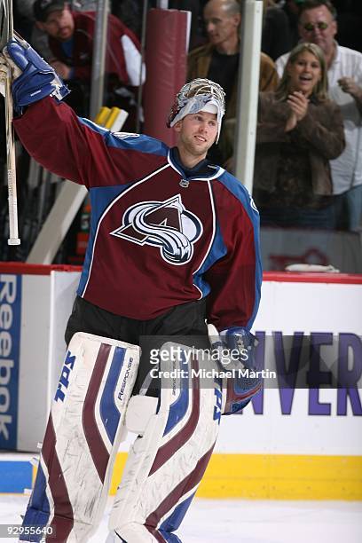 Goaltender Craig Anderson of the Colorado Avalanche was named the first star of the game against the Chicago Blackhawks at the Pepsi Center on...