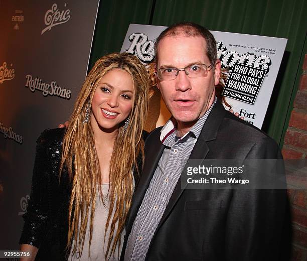 Shakira and Rolling Stone Managing Editor Will Dana attend the Rolling Stone cover and release of new album "She Wolf" at The Bowery Hotel on...