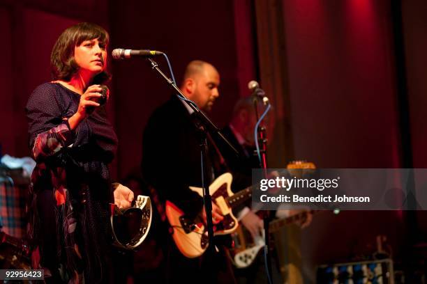 Tracyanne Campbell and Kenny McKeeve of Camera Obscura perform on stage at the Village Green Festival on September 29th, 2009 in Southend, United...