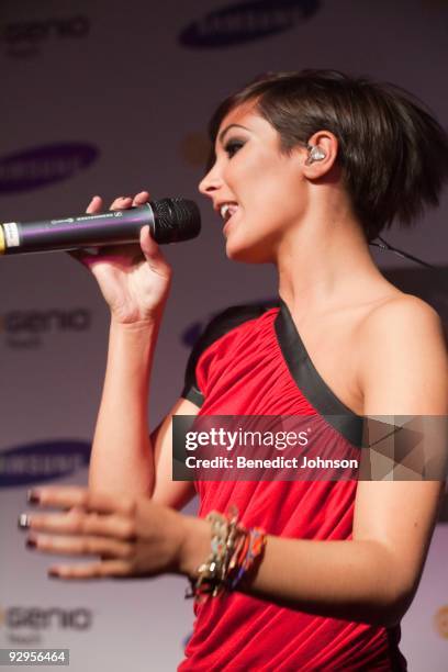 Frankie Sandford of the Saturdays performs on stage at The Proud Gallery on September 14th, 2009 in London.