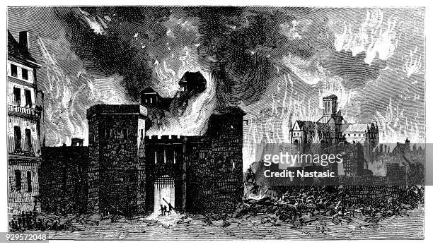 the great fire of london , 2 september to wednesday, 5 september 1666 - great fire of london stock illustrations